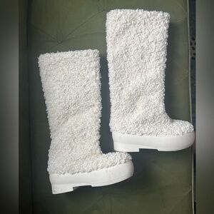 Gia Borghini white faux-shearling platform boots